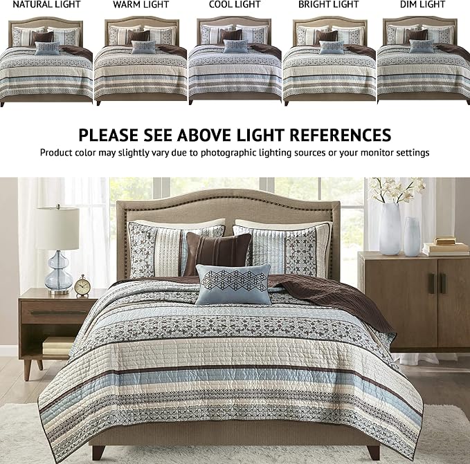 Madison Park Quilt Set Luxurious Jacquard Stripes Design - Image 2