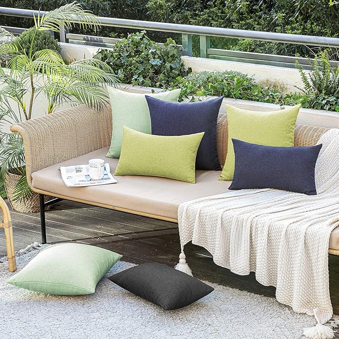 MIULEE Pack of 2 Decorative Outdoor Solid Waterproof Throw Pillow Covers Faux - Image 5
