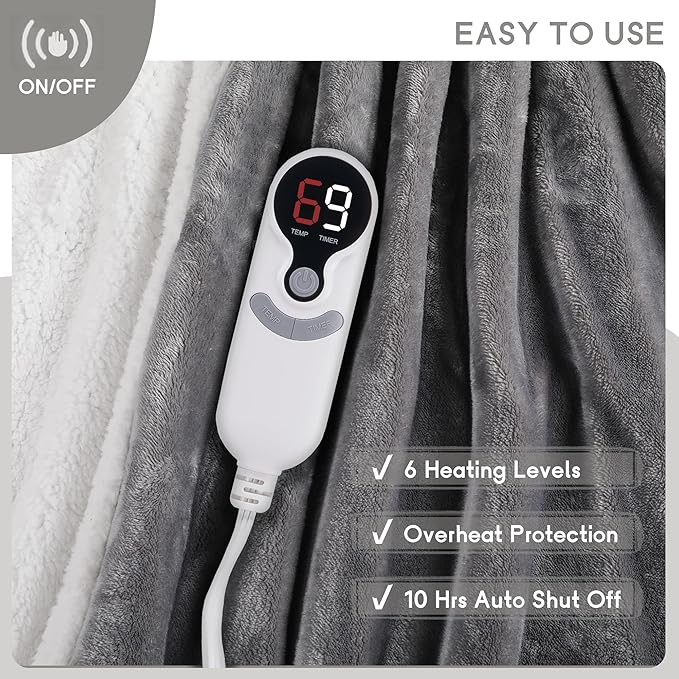 Heated Blanket Electric Blanket Full Size 72''x84'' - Image 3