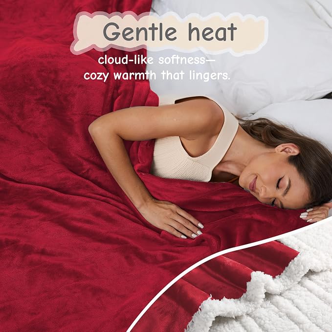 Electric Heated Blanket Throw Size 50"x60", Soft Flannel - Image 3