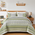 WONGS BEDDING Boho Quilt Set King Size, Sage Green Bohemian 3 Pieces Quilt Sets by WONGSBEDDING