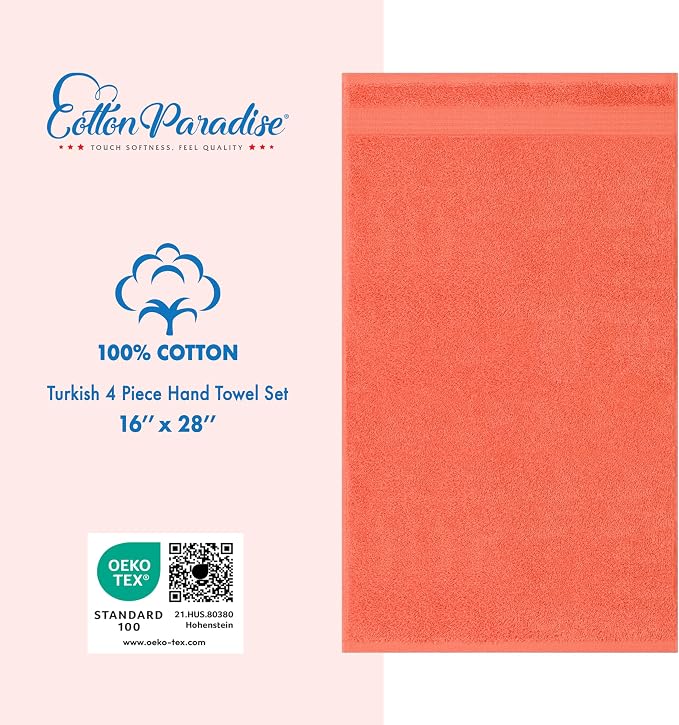Cotton Paradise Hand Towels for Bathroom, 100% Cotton Turkish 4 Piece Hand - Image 4