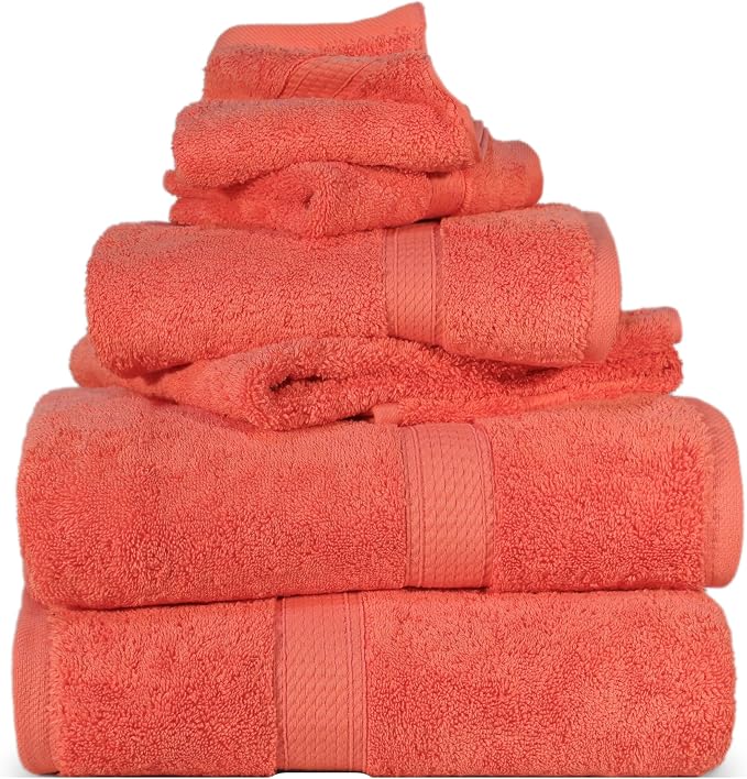 SUPERIOR Egyptian Cotton Pile 6 Piece Towel Set, Includes 2 Bath, 2 Hand by SUPERIOR