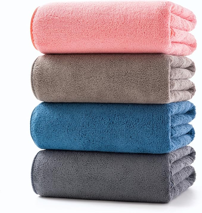 Lumimi 4 Pack Microfiber Bath Towel Set, Ultra Absorbent Quick Dry 29" L x 13" W by Lumimi