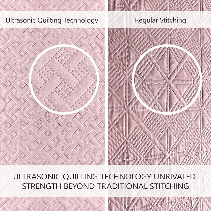 FLYMME Pink Twin Quilt Bedding Set Thin Lightweight Bedspreads, Modern Style - Image 3