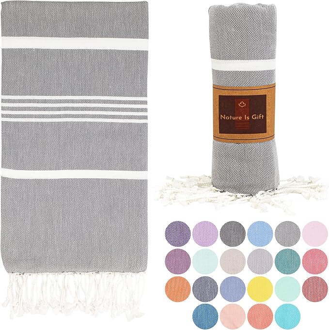 Beach Towel 100% Cotton Turkish Beach Towel Adult 38x70 Inch Pre-washed by NatureIsGift