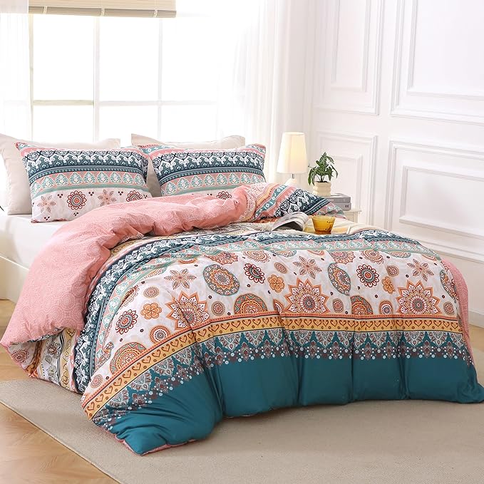 MUXHOMO Duvet Cover Queen Size Floral Duvet Cover Set - Image 3