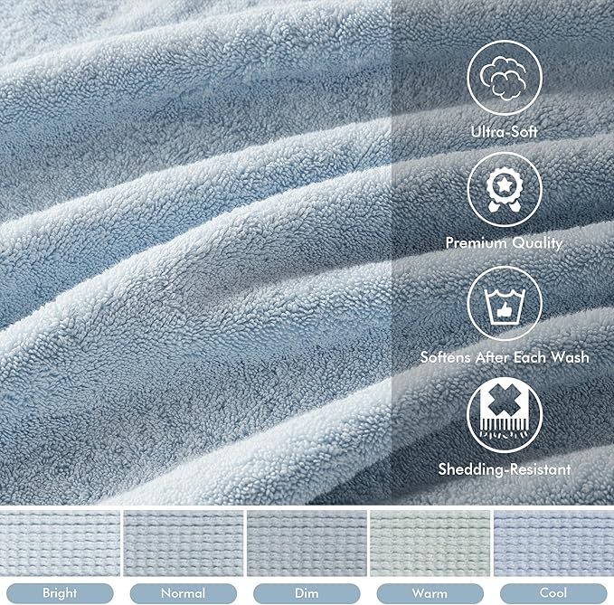 Madison Park 800GSM Bathroom Towel Set of 8 100% Cotton Bath Towel Set - Image 3