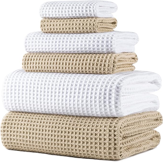 POLYTE 430 GSM Microfiber Quick Dry Lint Free Oversize Bath Towel Set, 6 Piece by Polyte