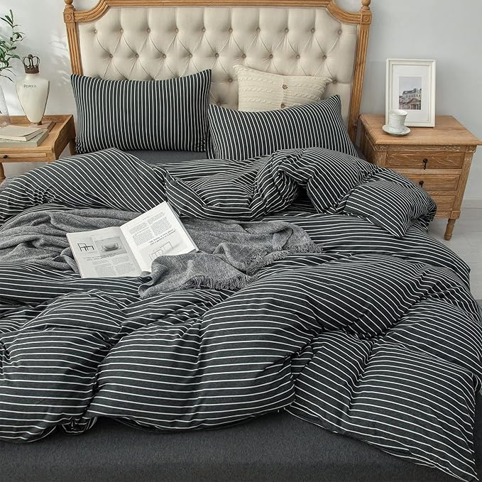 PURE ERA Jersey Knit Duvet Cover Set 100% T-Shirt Heather Cotton Super Soft - Image 3