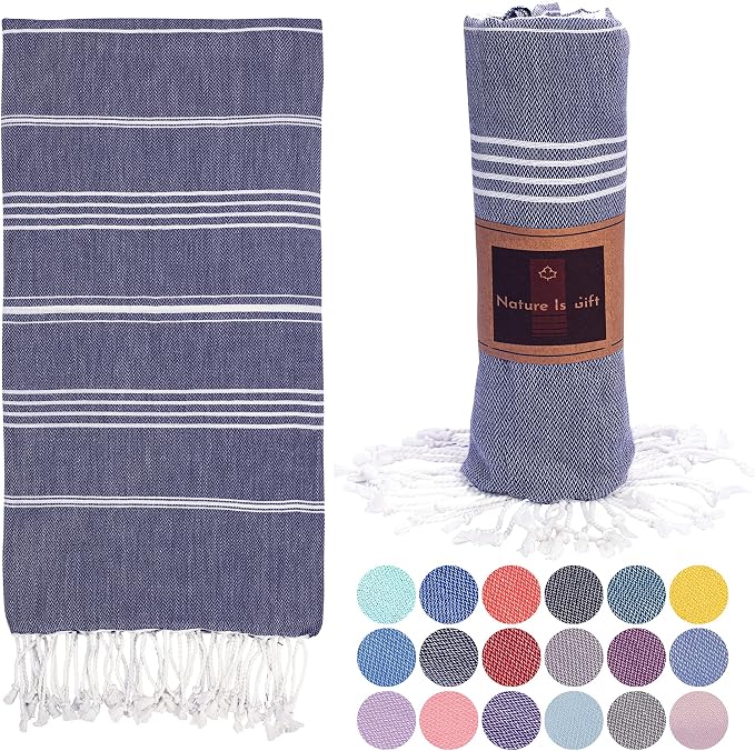 Beach Towel 100% Cotton Turkish Beach Towel Adult 38x70 Inch Pre-washed by NatureIsGift