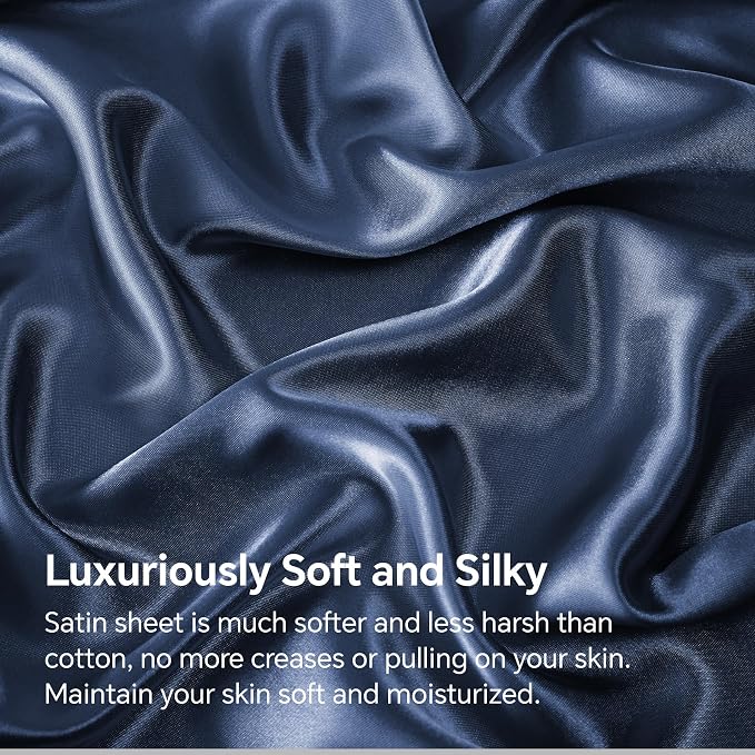 BEDELITE Satin Fitted Sheet and Pillowcases Set, Luxury Soft Similar to Silk - Image 3