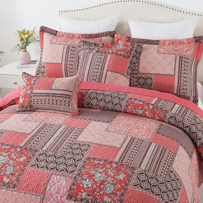 BEDIFANY Cotton King Quilt Set, Farmhouse King Size Quilt Bedding Set - Image 3