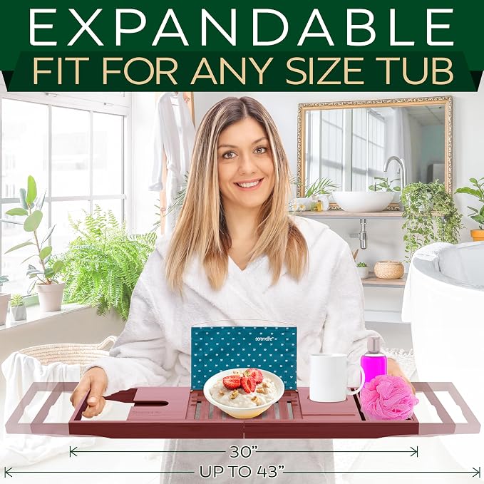 SereneLife Premium Bathtub Tray Caddy - Image 5
