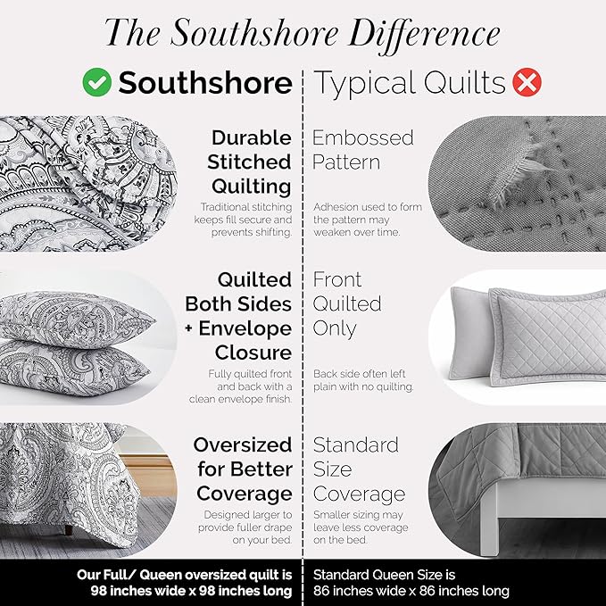 Southshore Fine Living, Inc. Paisley Quilt Bedding Set, Boho Bedspread - Image 4