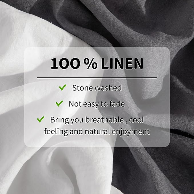 LBRO2M 100% Pure Linen Sheet Set Deep Pocket Up to 16" Bed Sheets Sets - Image 4