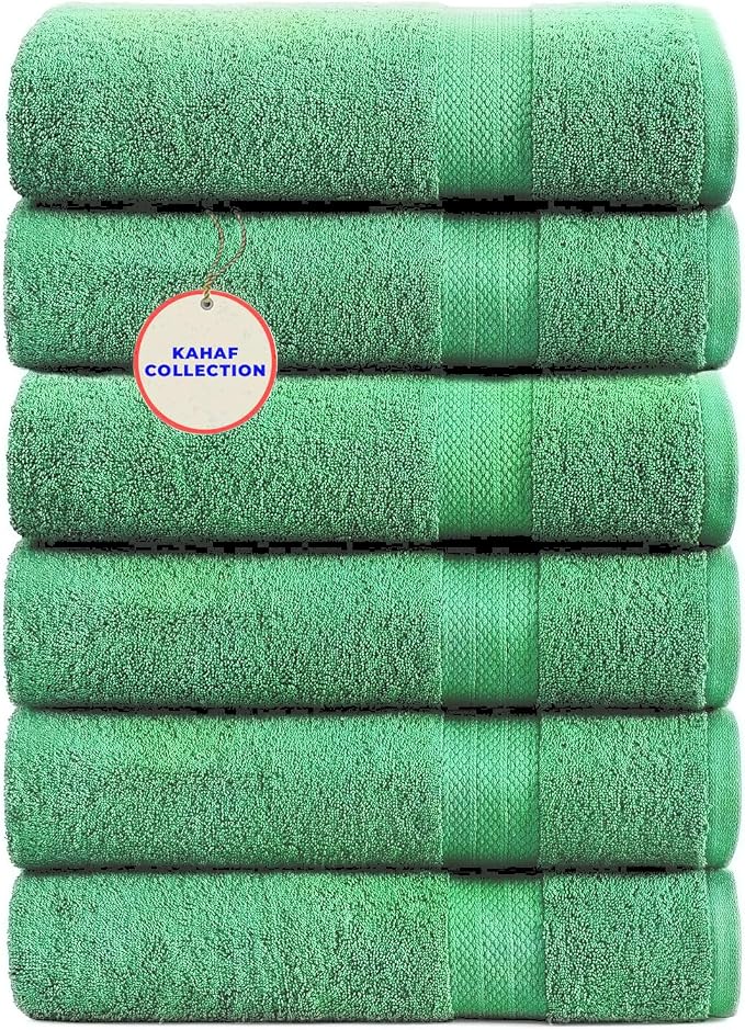 KAHAF COLLECTION 100% Cotton Bath Towels, 24x48 Pack of 6 Towels, Quick Dry by KAHAF+COLLECTION