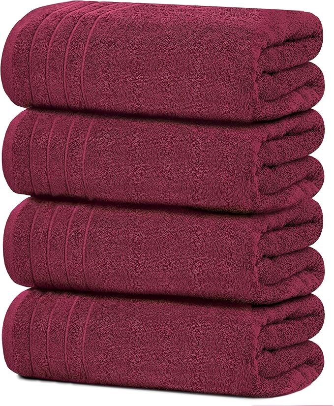 Tens Towels Pack of 4 Extra Large Bath Towels 30 x 60 Inches, 100% Cotton by TensTowels