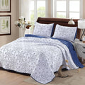 ROOMLIFE Quilt Set King Size 3D Floral Embroidery Pattern 3-Piece Cotton by ROOMLIFE