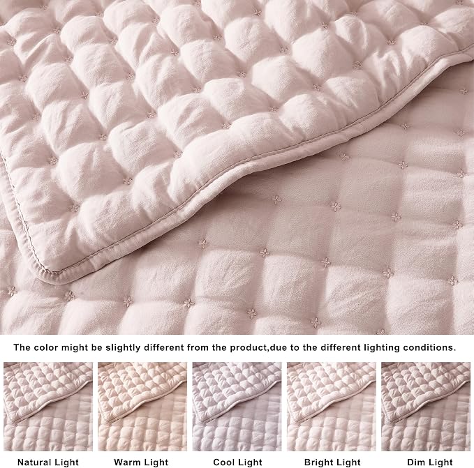 WDCOZY Pink Twin Size Quilt Bedding Sets - Image 2