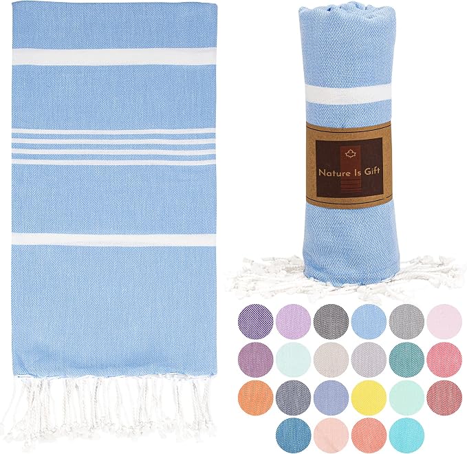 Beach Towel 100% Cotton Turkish Beach Towel Adult 38x70 Inch Pre-washed by NatureIsGift