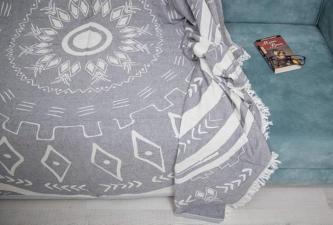 Bersuse 100% Cotton Kona XL Throw Blanket Turkish Towel Beach Blanket - Image 3