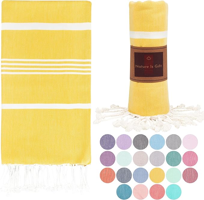 Beach Towel 100% Cotton Turkish Beach Towel Adult 38x70 Inch Pre-washed by NatureIsGift