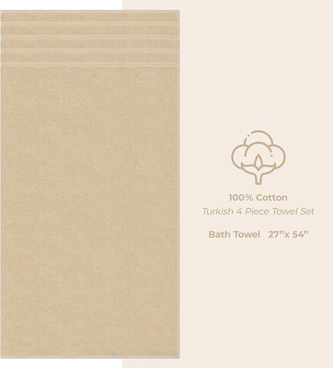 American Soft Linen Luxury 4 Piece Bath Towel Set, 600 GSM 100% Cotton Turkish - Image 4