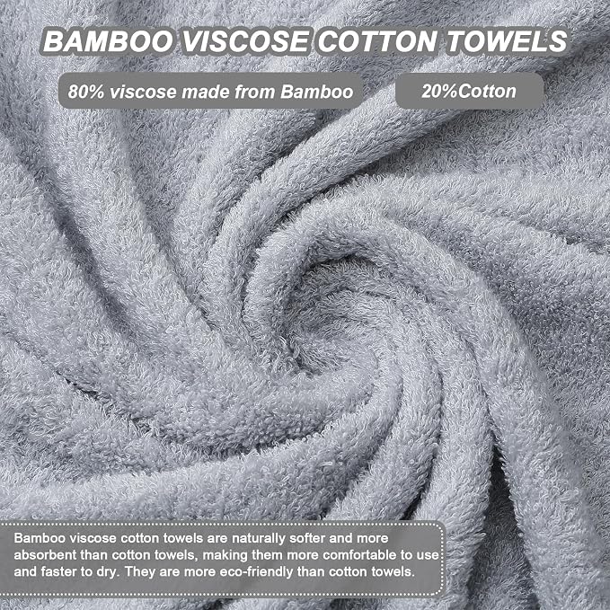 Aibaser Viscose from Bamboo and Cotton Bath Towels Set of 6-27x54 Inch Ultra - Image 4