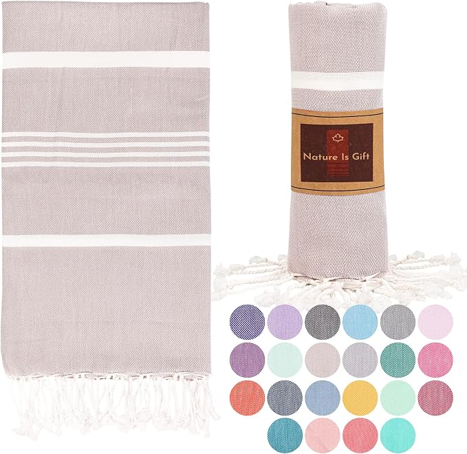 Beach Towel 100% Cotton Turkish Beach Towel Adult 38x70 Inch Pre-washed by NatureIsGift