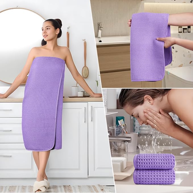 POLYTE 430 GSM Microfiber Quick Dry Lint Free Oversize Bath Towel Set, 6 Piece - Image 5