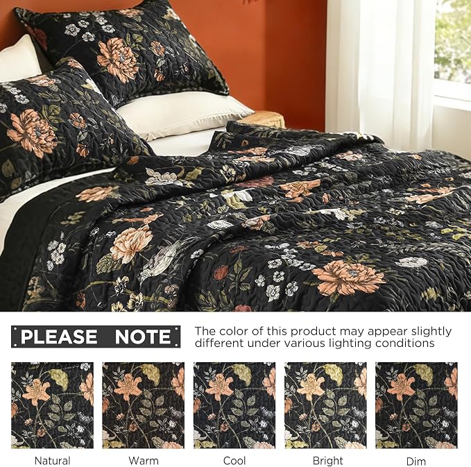 Litanika Floral Black Quilt Queen Size - Image 7