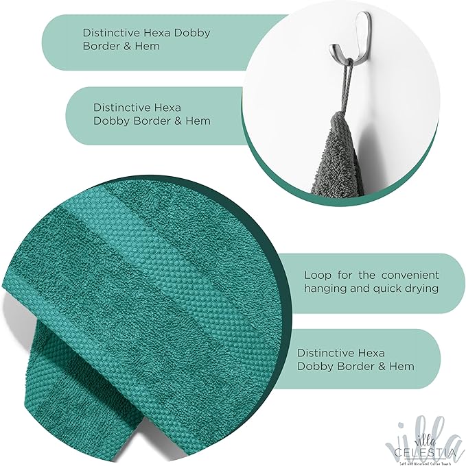 100% Cotton Hand Towel Set of 4, Sustainable, Highly Absorbent, Quick Drying - Image 4