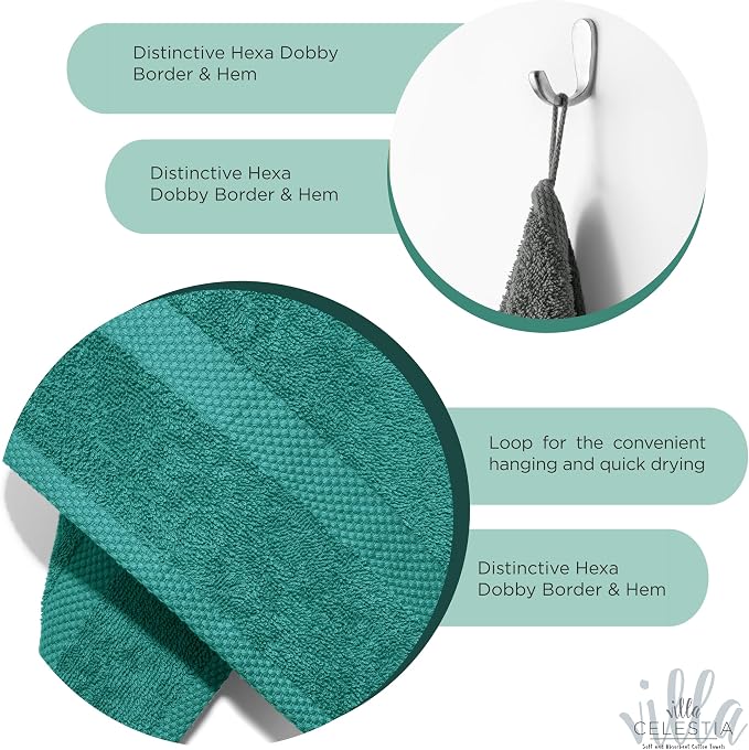 100% Cotton Hand Towel Set of 2, Sustainable, Highly Absorbent, Quick Drying - Image 4