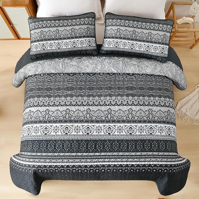 WONGS BEDDING Boho King Quilt Set, Lightweight Bed Decor Bedspread - Image 5