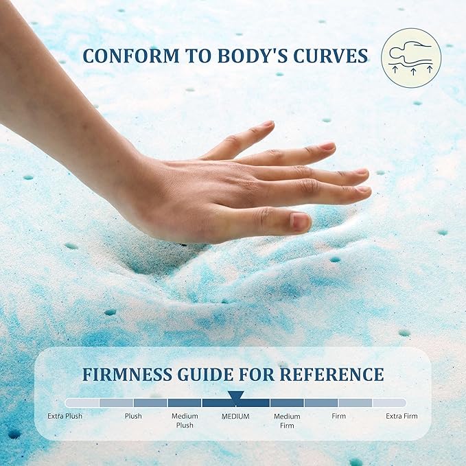 EGO Topper 3 Inch Queen Memory Foam Mattress Topper, Gel Foam Mattress Topper - Image 2