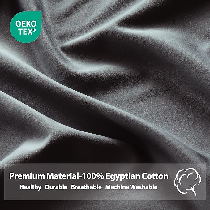 Twin Size Fitted Sheet Only Dark Grey, 100% Egyptian Cotton 600 Thread Count - Image 3