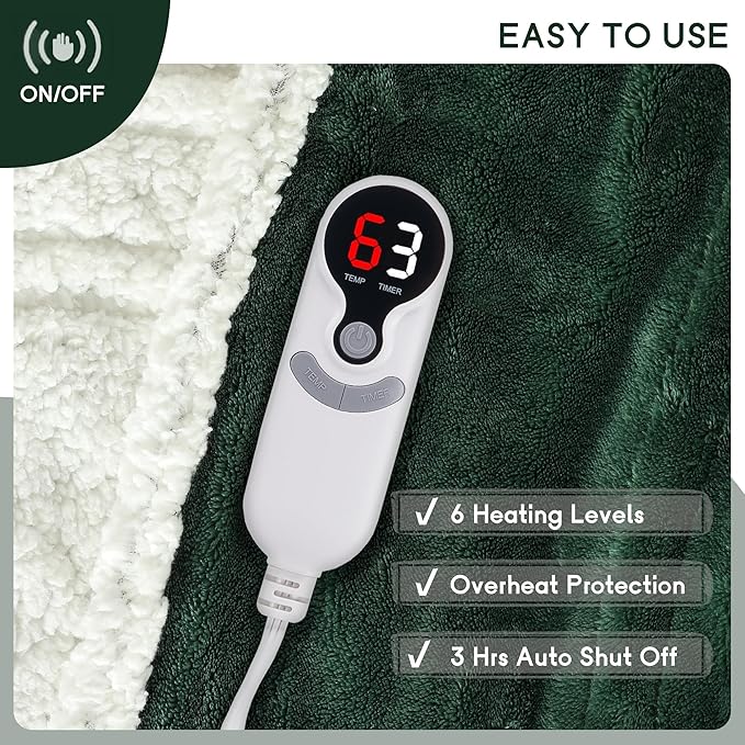 Heated Blanket Electric Throw Size 50''x60'' - Image 4