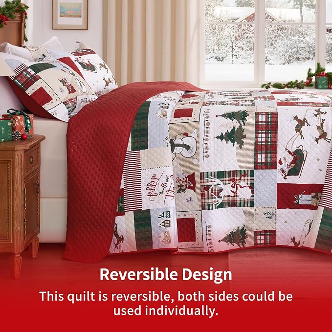 PPOLCA Christmas Twin Quilt Bedding Set, 2-Piece Snowman Printed Lightweight - Image 2