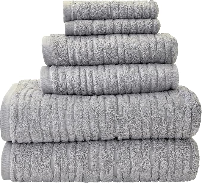 SKL Home CloudSoft 100% Cotton Luxury 6-Piece Towel Set, 600 GSM, Ultra Plush & by SKLHomebySaturdayKnightLtd