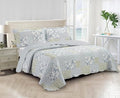Brilliant Sunshine Multi Blue and Beige Floral Patchwork, 3-Piece Quilt Set by BrilliantSunshine