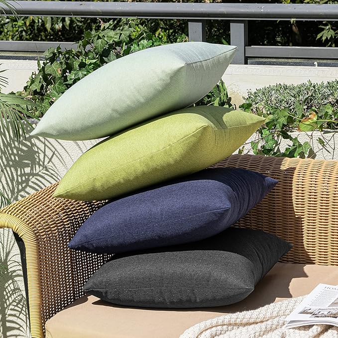 MIULEE Pack of 2 Decorative Outdoor Solid Waterproof Throw Pillow Covers Euro - Image 5