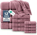 LANE LINEN Bathroom Towels Set of 12 – Zero Twist, 100% Cotton Soft Towel by LaneLinen