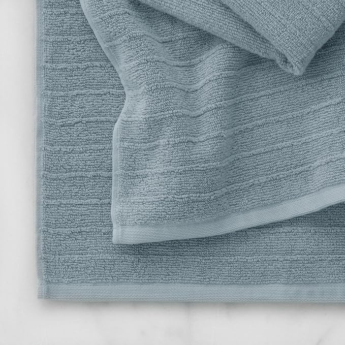 Welhome James 100% Cotton Textured Stripe Towel Set - Image 8