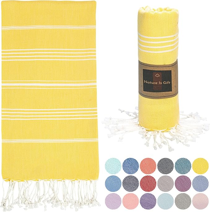Beach Towel 100% Cotton Turkish Beach Towel Adult 38x70 Inch Pre-washed by NatureIsGift