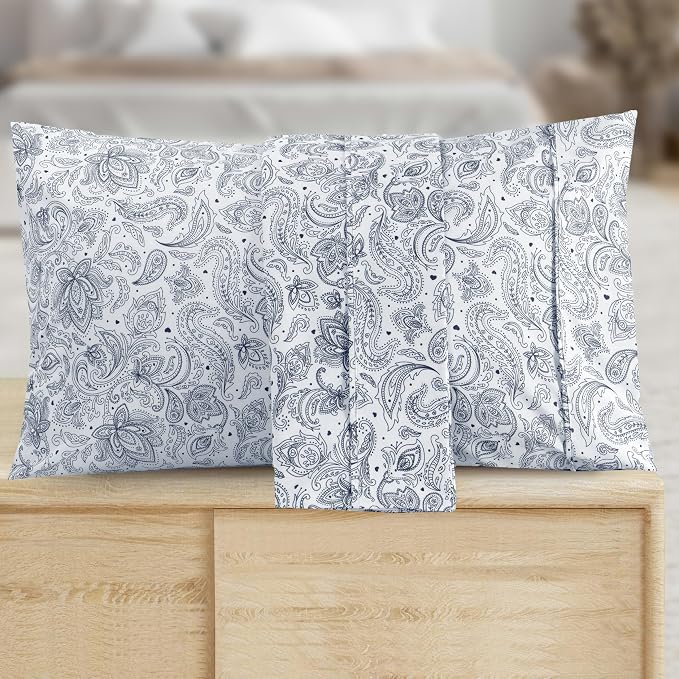 Elegant Comfort Luxury Soft Bed Sheets Paisley Pattern - Image 5
