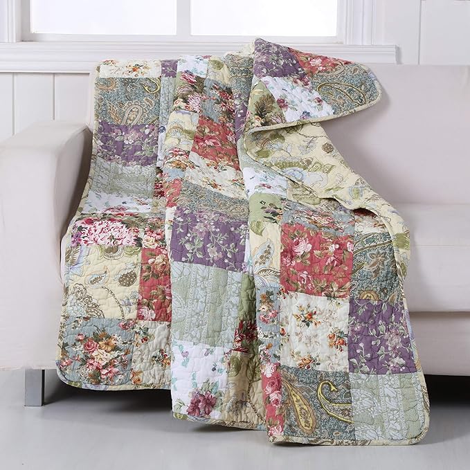 Greenland Home Blooming Prairie Quilted Patchwork Throw - Image 2