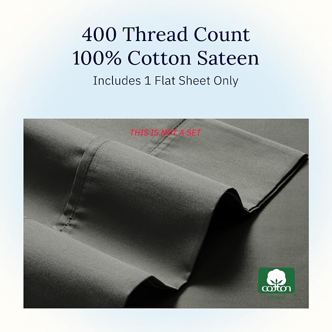 California Design Den Natural 100% Cotton Flat Sheet Twin - Image 5