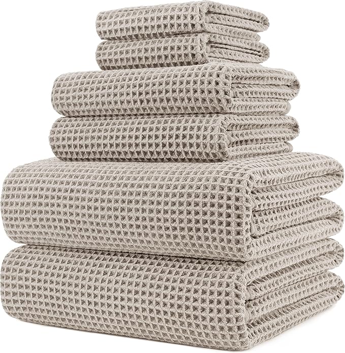 POLYTE 430 GSM Microfiber Quick Dry Lint Free Oversize Bath Towel Set, 6 Piece by Polyte