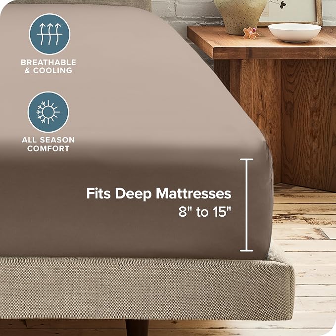 Bare Home 2-Pack Fitted Bottom Sheets Split King - Image 4